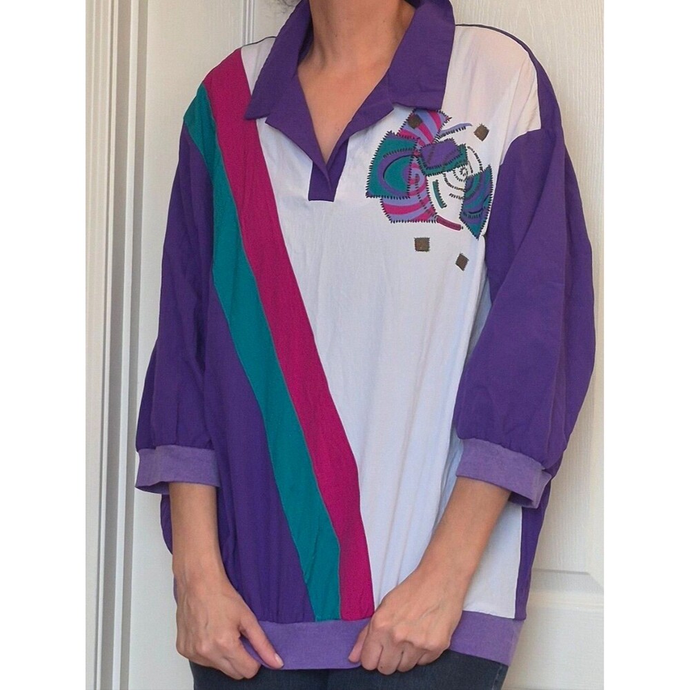 Capistrano Vintage Pull Over Colorblock top Sz XLarge